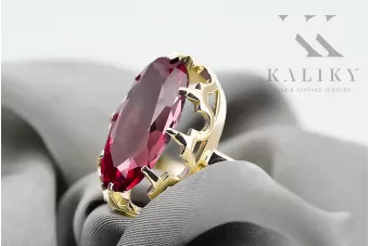 Stil Vintage Inel Rubin Aur galben 14K vrc253y